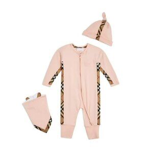 Burberry Unisex Claude Mini Check Footie, Hat & Bib Gift Set - Baby NWT